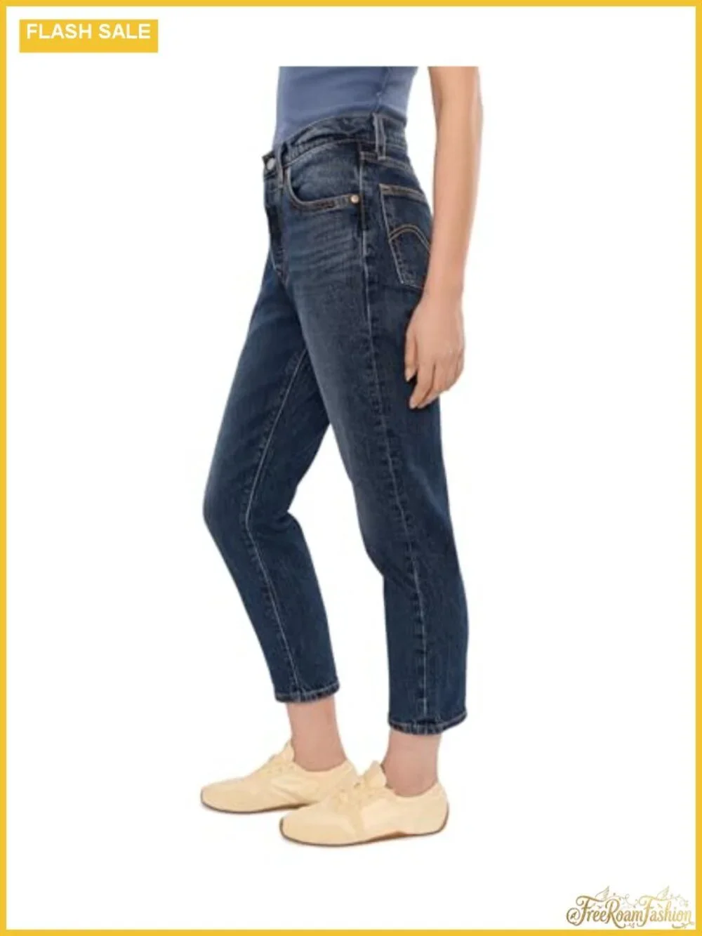 501 Crop Jeans High Rise Straight Leg Distressed Denim